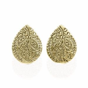 Leafy Floral Teardrop Antiqued Brass Post Earrings Paparazzi SEASONAL BLISS